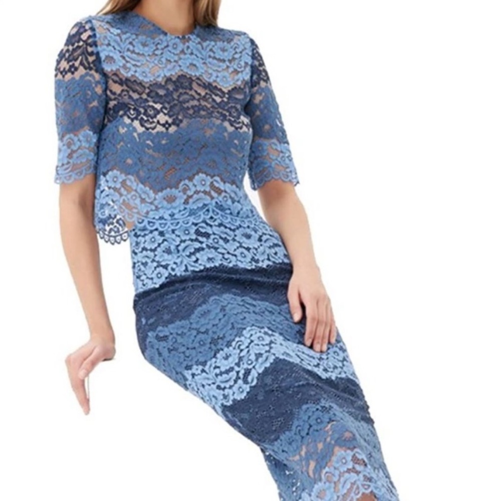 Blue scalloped laced Sandro top